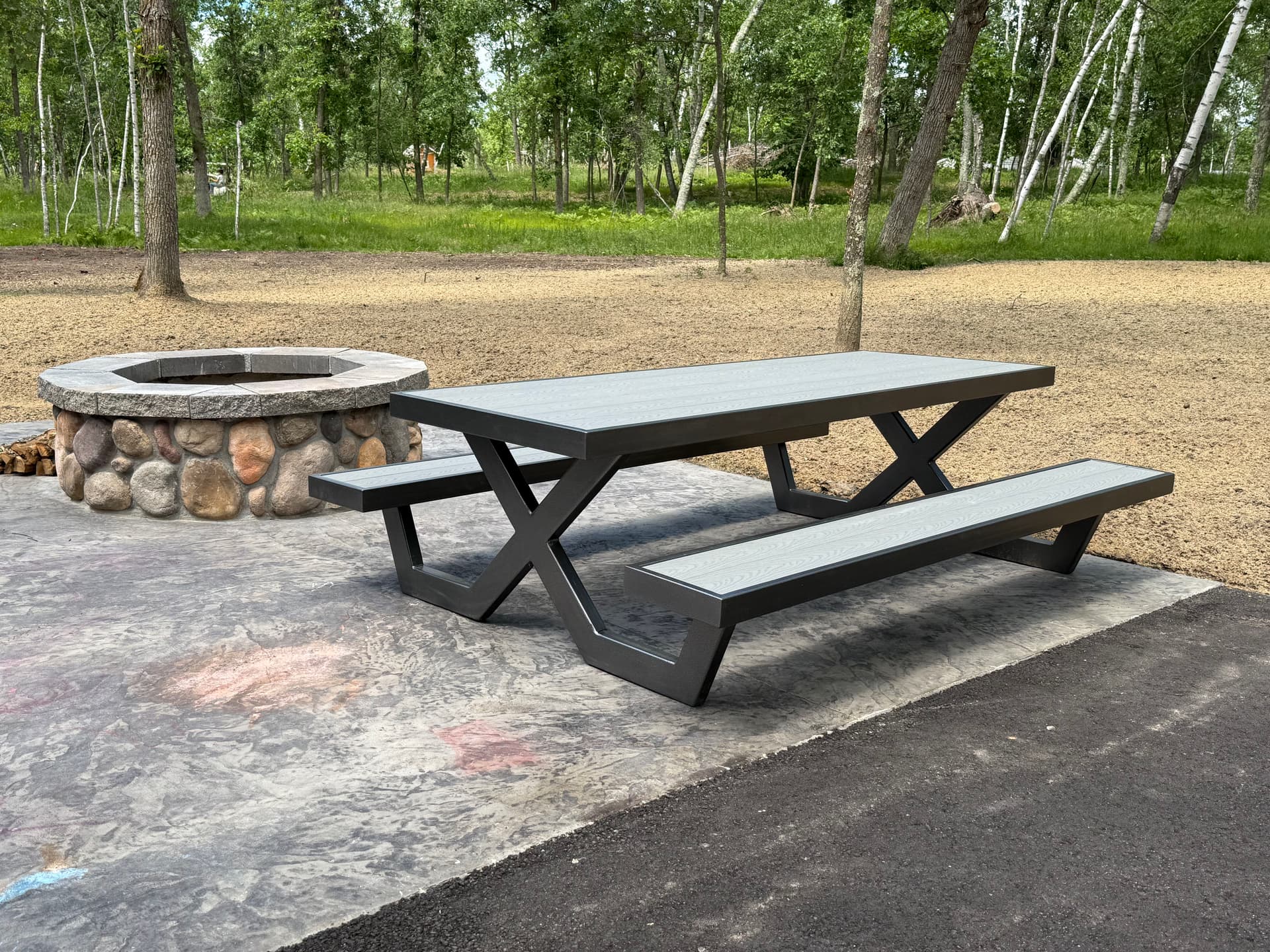 Custom Steel and Trex Picnic Table Built for the Backyard image
